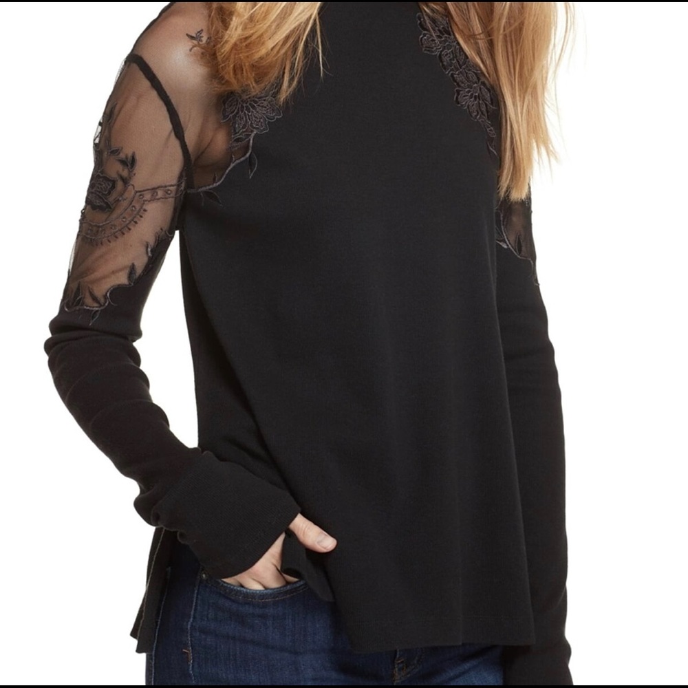 Free People Black Daniella Top size Medium